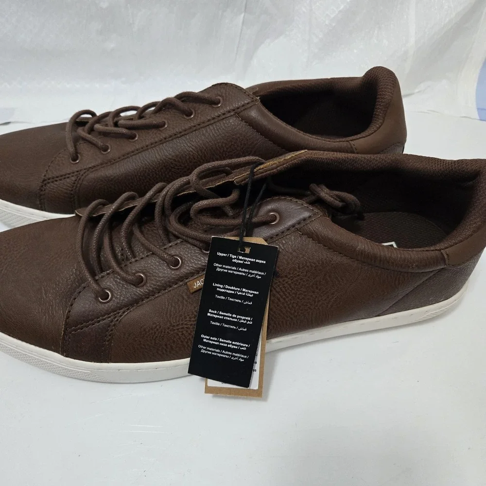 Jack & Jones Men's Brown Faux Leather Sneakers Casual Shoes EU 46 US 13 New